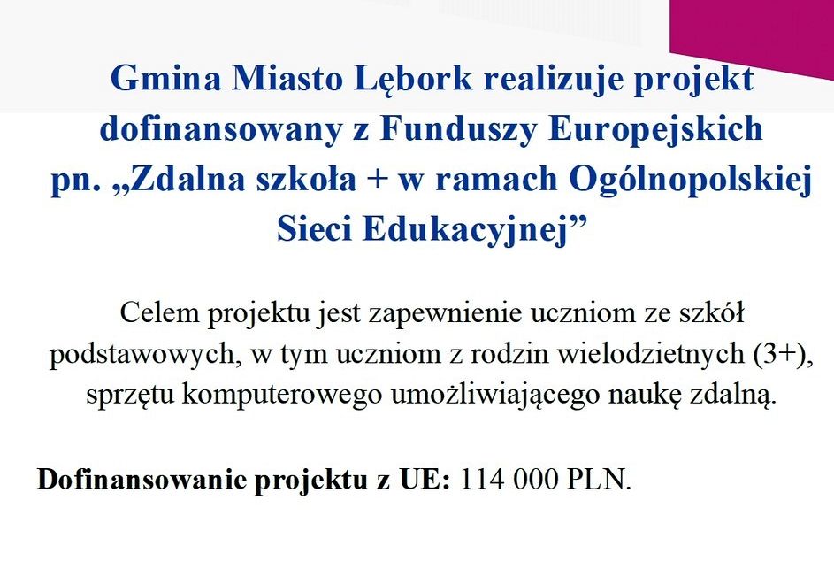 "Zdalna szkoła + w ramach Ogólnopolskiej Sieci Edukacyjnej" grafika