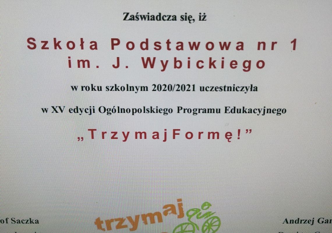 Ogólnopolski Program ,,Trzymaj formę " - mamy certyfikat! grafika