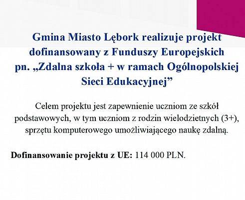 "Zdalna szkoła + w ramach Ogólnopolskiej Sieci Edukacyjnej"