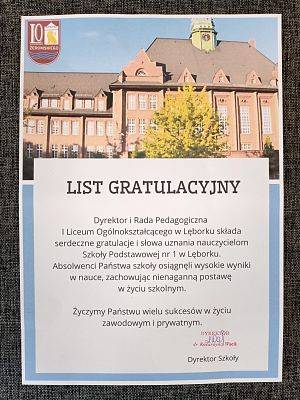 Gratulacje dla nauczycieli i uczniów