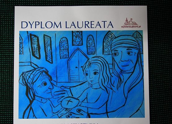 Laureatki Powiatowego Konkursu Plastycznego – „Jan Paweł II – bądźcie świadkami miłosierdzia” grafika