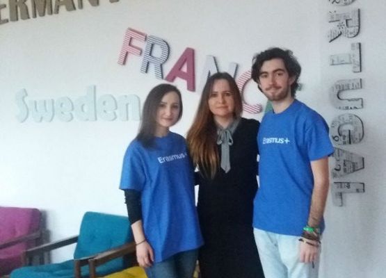 Lekcje z wolontariuszami z Włoch i Niemiec  – Erasmus+ grafika