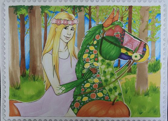 "Końskie zdrowie" w projekcie na znaczek pocztowy grafika