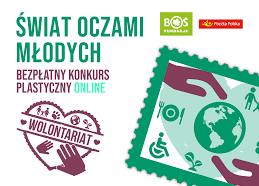 "Wolontariat" w projekcie na znaczek pocztowy grafika