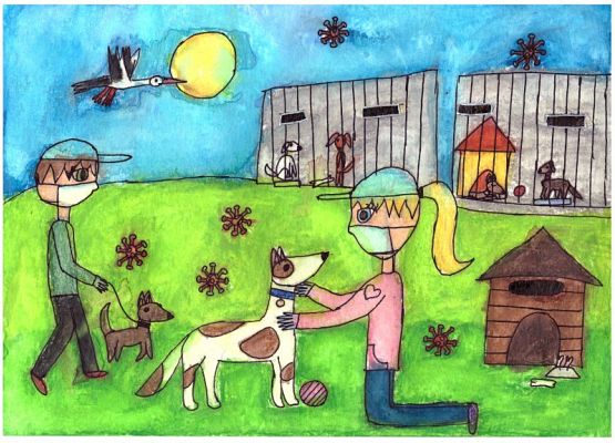 "Wolontariat" w projekcie na znaczek pocztowy grafika