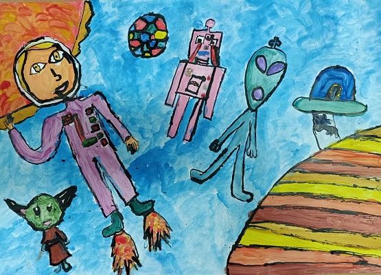 „Mój wymarzony kosmiczny dzień" w twórczości plastycznej grafika