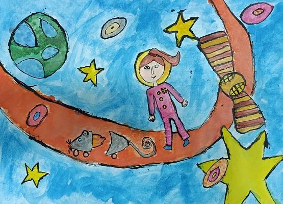 „Mój wymarzony kosmiczny dzień" w twórczości plastycznej grafika