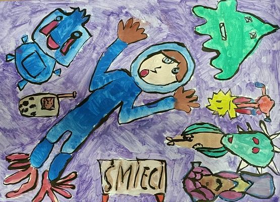 „Mój wymarzony kosmiczny dzień" w twórczości plastycznej grafika