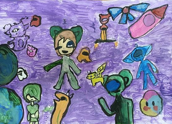 „Mój wymarzony kosmiczny dzień" w twórczości plastycznej grafika