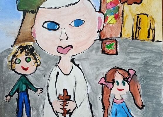 Laureatki Powiatowego Konkursu Plastycznego „Jan Paweł II - Nie lękajcie się!" grafika