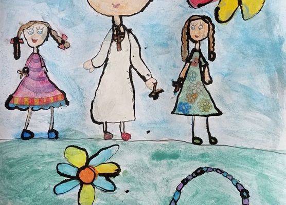Laureatki Powiatowego Konkursu Plastycznego „Jan Paweł II - Nie lękajcie się!" grafika