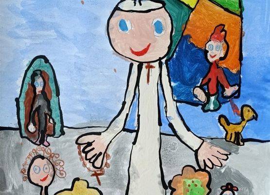 Laureatki Powiatowego Konkursu Plastycznego „Jan Paweł II - Nie lękajcie się!" grafika
