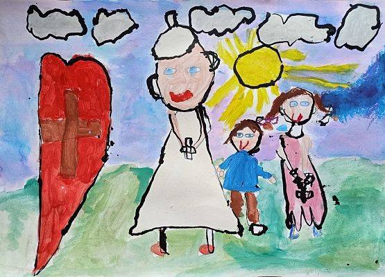 Laureatki Powiatowego Konkursu Plastycznego „Jan Paweł II - Nie lękajcie się!" grafika