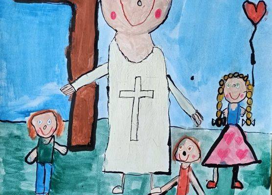 Laureatki Powiatowego Konkursu Plastycznego „Jan Paweł II - Nie lękajcie się!" grafika