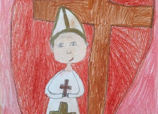 Laureatki Powiatowego Konkursu Plastycznego „Jan Paweł II - Nie lękajcie się!" grafika