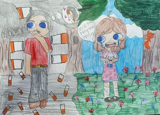 Wyróżnieni w konkursie plastycznym: „Stop uzależnieniom" grafika