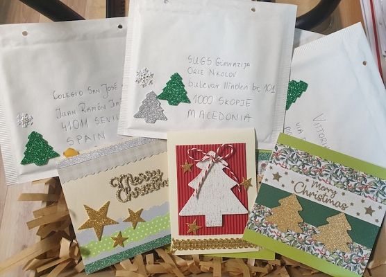 Merry Christmas, Frohe Weihnachten, Feliz Navidad, . świąteczne życzenia Erasmus+ grafika