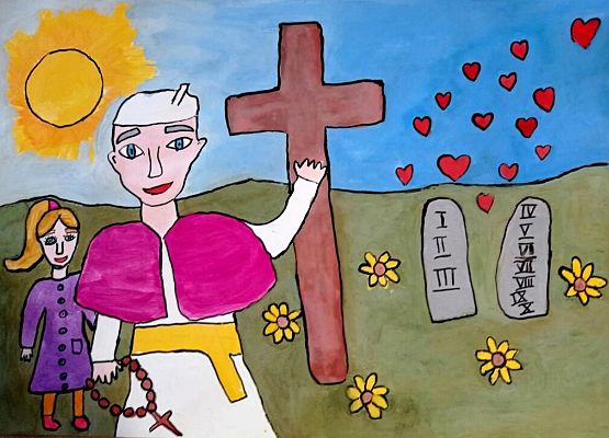 Prace plastyczne w konkursie  "Jan Paweł II - Blask Prawdy" grafika
