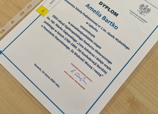 Sukcesy w Ogólnopolskim Konkursie Historycznym grafika
