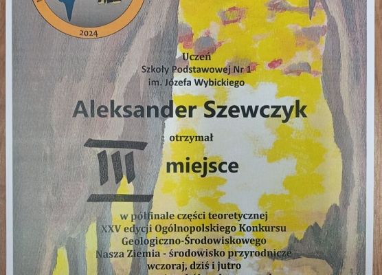 Sukces Olka w XXV edycji Ogólnopolskiego Konkursu Geologiczno-Środowiskowego grafika