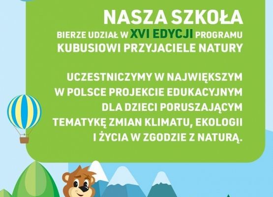 Certyfikat dla klas 1-3 za realizację Programu Ekologicznego „Kubusiowi Przyjaciele Natury” grafika