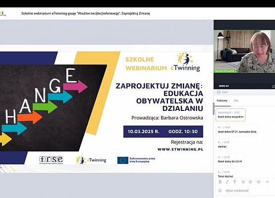 Szkolne webinarium eTwinning - Zaprojektuj Zmianę: Edukacja Obywatelska w Działaniu grafika