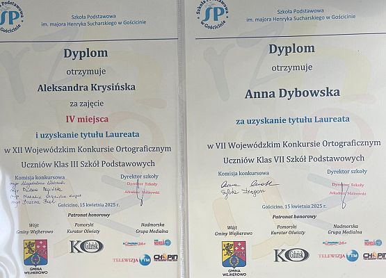 Laureatki w Wojewódzkim Konkursie Ortograficznym grafika