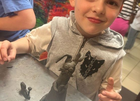 Zające z gliny grafika