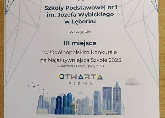 III miejsce w Ogólnopolskim Konkursie na Najaktywniejszą Szkołę grafika